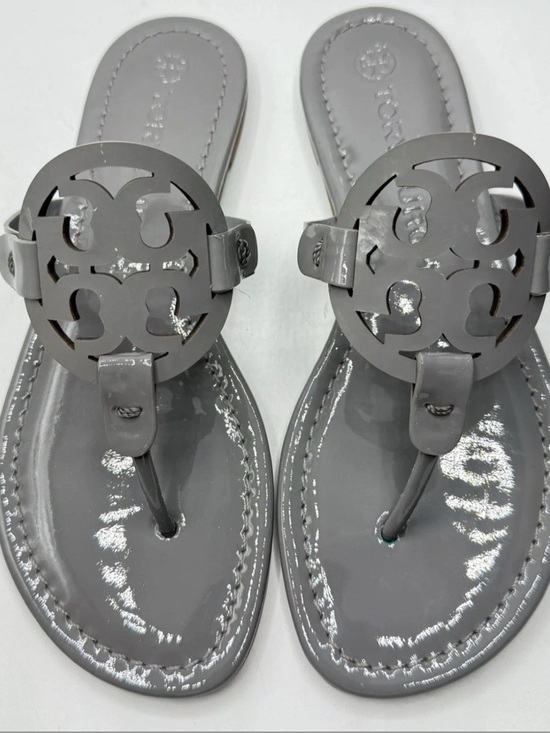 Tory Burch Shoes - New Tory Burch Miller Patent Leather Sandals in Malta Gray Size 7.5